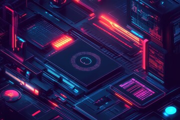 Obraz premium Futuristic AI technology concept illustration with modern digital elements. AI generated illustration.