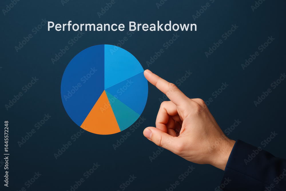 Aufkleber a business professional interacts with a colorful pie chart symbolizing strategic decision-making an