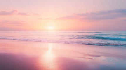 Pink Sunset Serenity: Beach Bliss at Golden Hour