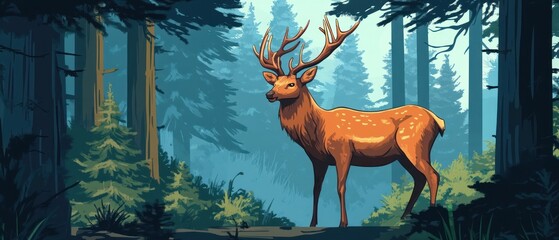 Deer in forest landscape