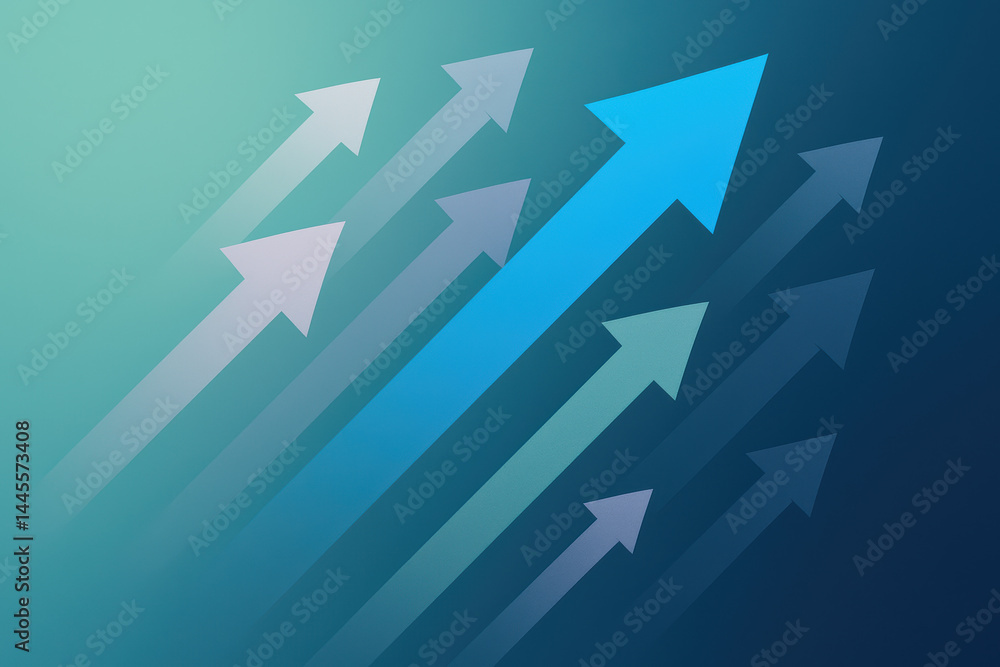 Aufkleber layered arrows in soft teal and deep navy blue dynamically illustrate strategy and decision-making s