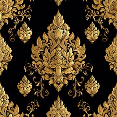 Elegant Gold Floral Pattern on Black Background for Design Projects