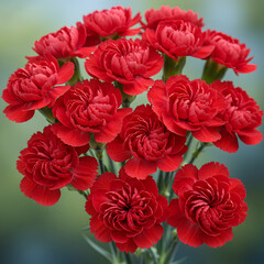 Fototapeta premium Red Carnation Flowers Bouquet Image