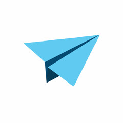 Simple paper airplane graphic, origami style flight, simple message delivery.