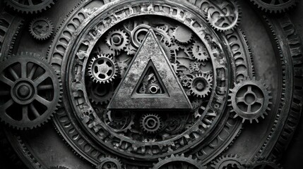 Obraz premium Abstract metallic triangle gears