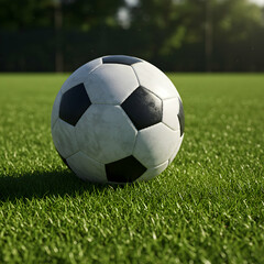 Fototapeta premium Soccer Ball on Grass: High-Res Football Image