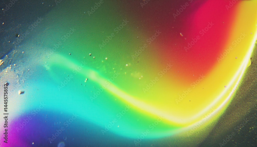 Poster vivid rainbow light spectrum on dark background with lens flare texture for digital art, web design,