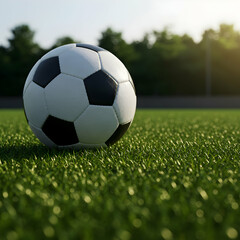 Fototapeta premium Soccer Ball on Grass Field