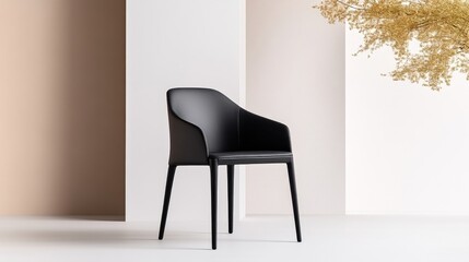Modern Black Leather Dining Chair
