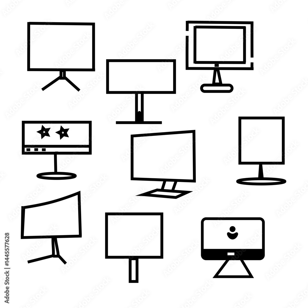 Fototapete simple computer icon set in various shapes. computer monitor screen flat icon for apps and websites.