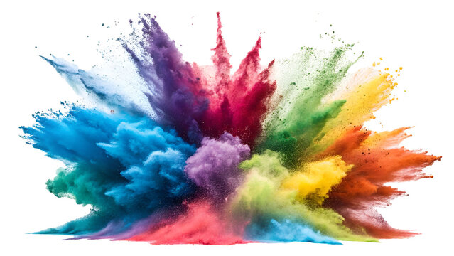 Vibrant Multi-Colored Powder Explosion ,  Set bundle rainbow color powder dust explosion PNG , Celebration, colorful festival, run or party element