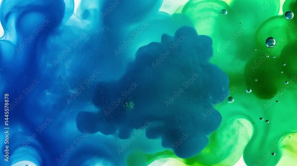 Poster vibrant blue and green abstract paint swirls fluid artistic background with mesmerizing color textur