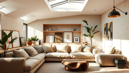 modern living room with fireplace