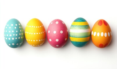 Obraz premium Happy Easter Day concept with colorful eggs isolated on white background and copy space. AI generated illustration.