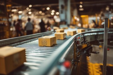 Automated Conveyor System Moves Packages Efficiently Through Warehouse Facility