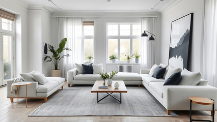 modern living room with fireplace