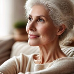 portrait of senior woman,  grandmother, happy, close-up, healthy, home, imagine, 