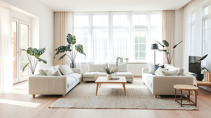 modern living room with white furniture