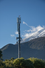 Obraz premium Antenna for mobile network at Romanian Prodromou Skete on Mt. Athos, Greece, February, 2023
