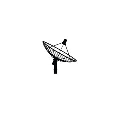 dish parabolic antenna silhouette on white background