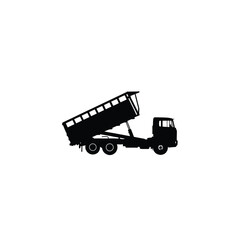 garbage truck silhouette on white background