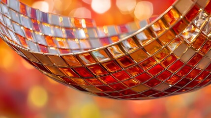 Abstract Mosaic Art: A Symphony of Red and Gold