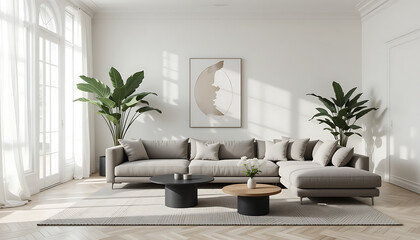 modern living room with white sofa