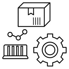 Vector illustration set of business concept icons with gears, arrows, and other design symbols