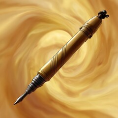 Naklejka premium Detailed illustration of a decorative antique writing instrument.
