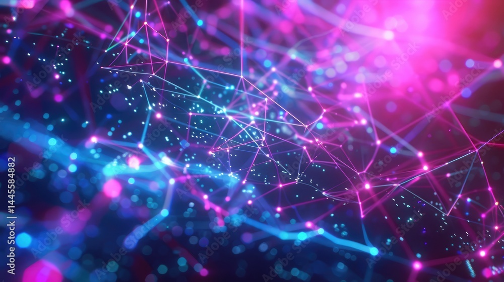 Poster a vibrant abstract background showcasing blockchain technology elements. this digital illustration f