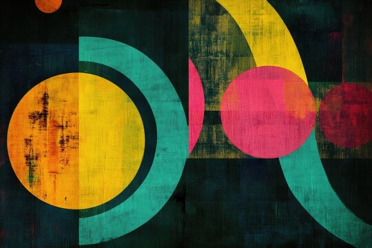 Mid-century modern minimalist art print with organic geometric shape. AI generated illustration.