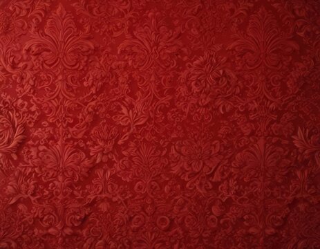 Rich red damask, intricate embossed design, regal feel , rich, wallpaper, floral pattern