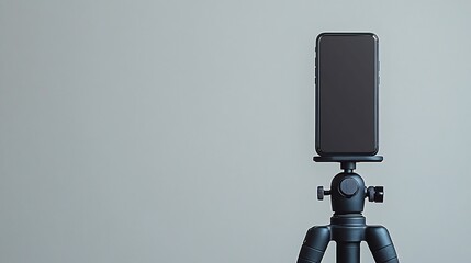 Phone on tripod modern monochrome stillness