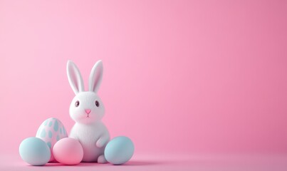 Obraz premium Minimal Easter sale banner template with soft gradient background. AI generated illustration.