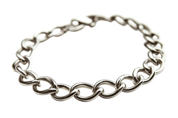 Obraz premium Elegant silver chain bracelet stylish accessory simple design bright white background close up view