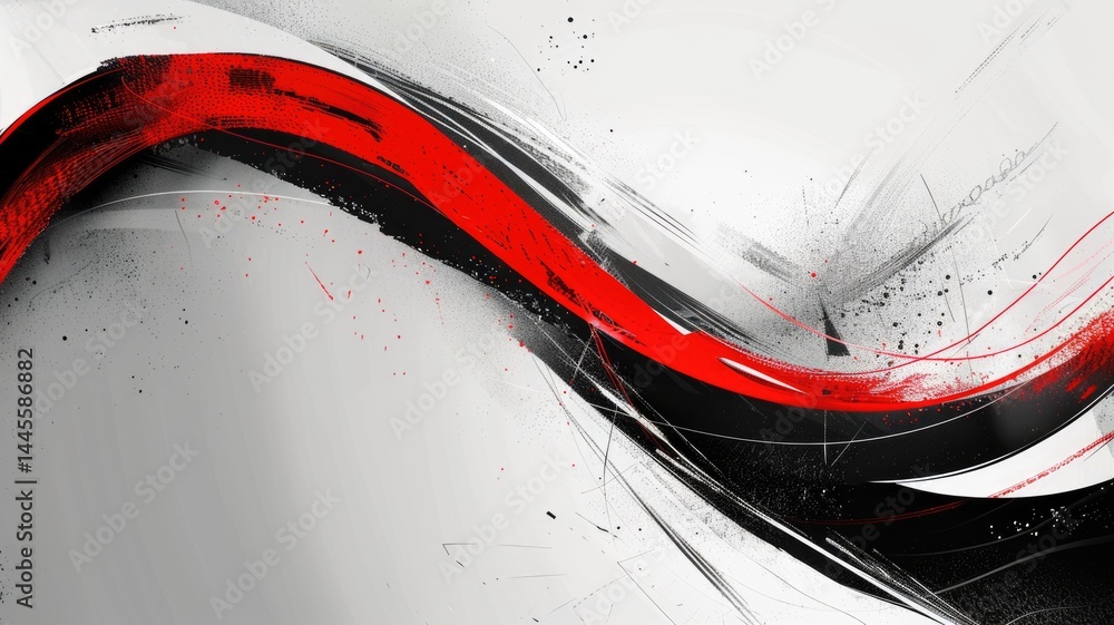 Poster abstract red, black color wave express, emphasize energetic splashed line. seamless texture of vivid