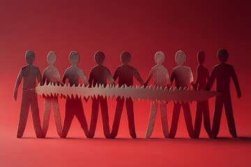 Red Paper People Group Separation Challenge Illustration