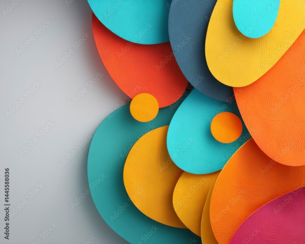 Poster colorful abstract shapes with realistic effect in modern layout background