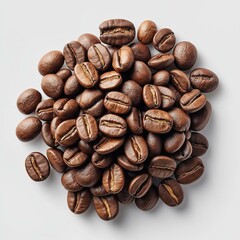 Naklejka premium A close-up view of roasted coffee beans, showcasing their rich color and texture, perfect for coffee enthusiasts.