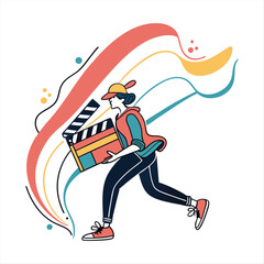 Colorful Creative Media Camera Illustration &ndash; Artistic Film and Video Concept.