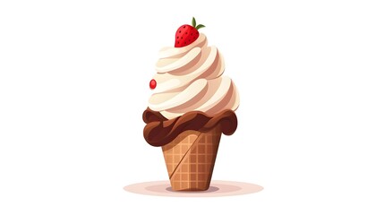 Colorful Vector Flat Style Illustration of Delicious and Tasty Ice Cream Cones