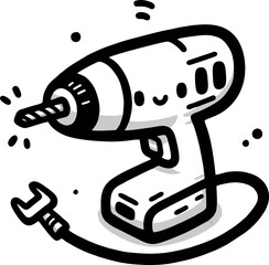 Cute Cartoon Cordless Drill Illustration