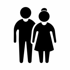 Family, relationship icon set. Vector glyph pictograms of couple, parent, child, elderly people, pregnancy, parenting, community, single mother