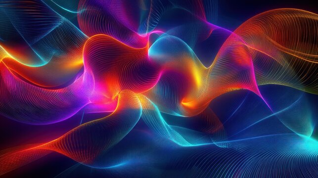 Abstract vibrant swirling lines of light.  Dynamic energy flows in vibrant colors