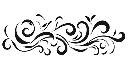 Elegant Calligraphic Pattern with Curls on White Background for Graphic Design Projects