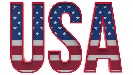 American flag on text USA for independence day