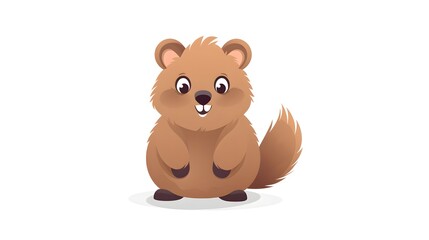 Naklejka premium Adorable Quokka Cartoon Illustration Depicting Funny Endangered Exotic Animal