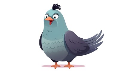 Obraz premium Cheerful Pigeon Cartoon Vector Illustration for Joyful Designs and Projects
