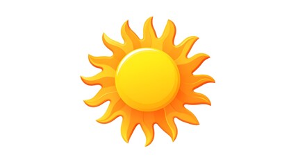 Hot Weather Icon: Shining Sun Color Symbol Isolated - Professional Weather Graphic