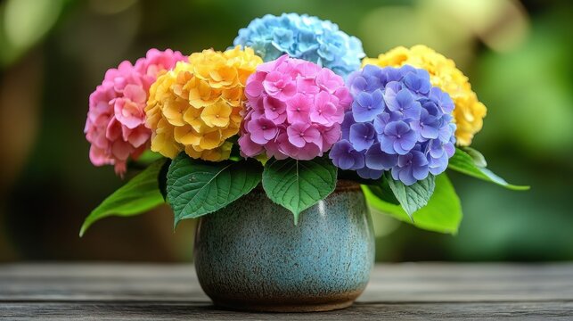 Vibrant hydrangea bouquet in a vase